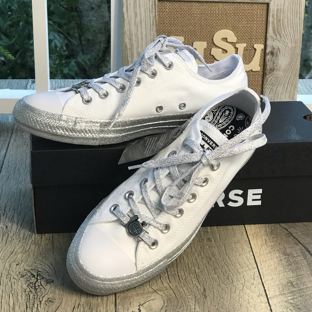 Conv&Miley Cyrus Ctas OX White/Silver Glitter W - Picture 2 of 8
